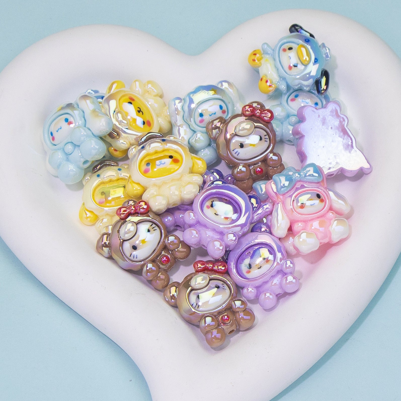 Glossy Sanrio Character Resin Beads Cute Costume Design 10pcs 2