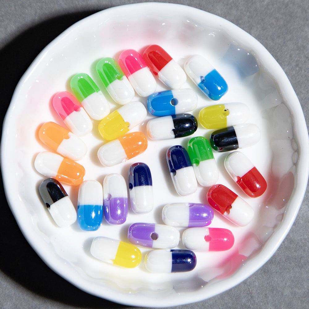 Plating Capsule Resin Beads 12mm Glossy Two Tone 20pcs 6