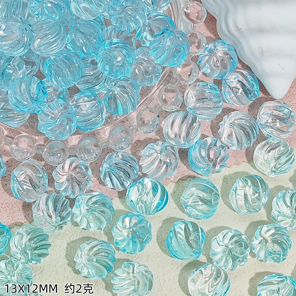 Swirl Striped Round Glass Beads 13mm Pastel Mixed Colors 50pcs 12