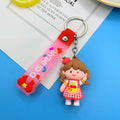 PVC Girl Keychain Silicone Cute Cartoon Character with Strap 3