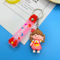 PVC Girl Keychain Silicone Cute Cartoon Character with Strap 3