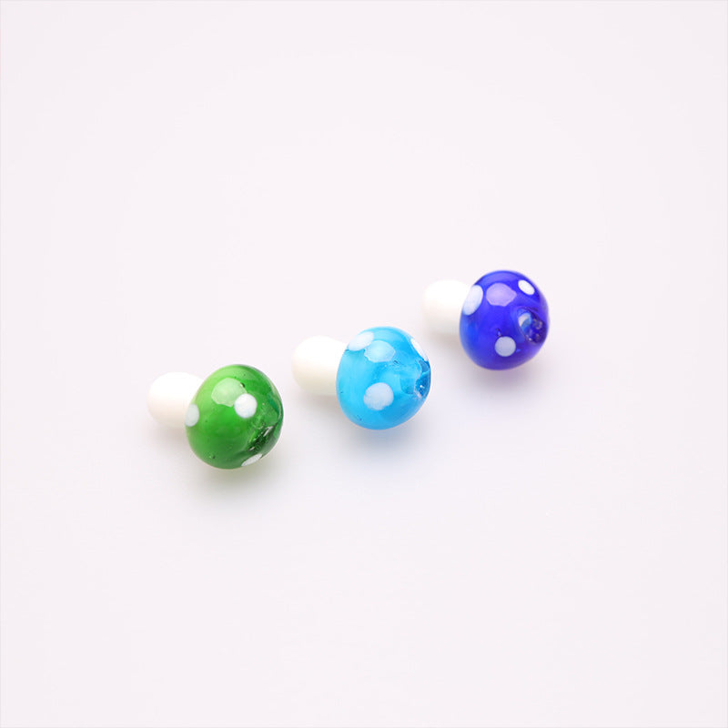 Mushroom Glass Beads 15mm 20mm Glossy Colorful Caps with Spots 100pcs