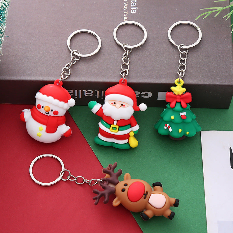 Silicone Christmas Snowman Keychain Cartoon Holiday Characters 3