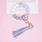 Silicone Beads Bracelet Keychain Soft Tassel Colorful Charm 21