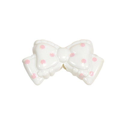 Polka Dotted Double Layer Bow Acrylic Beads 25mm Colorful Glossy 10pcs 7