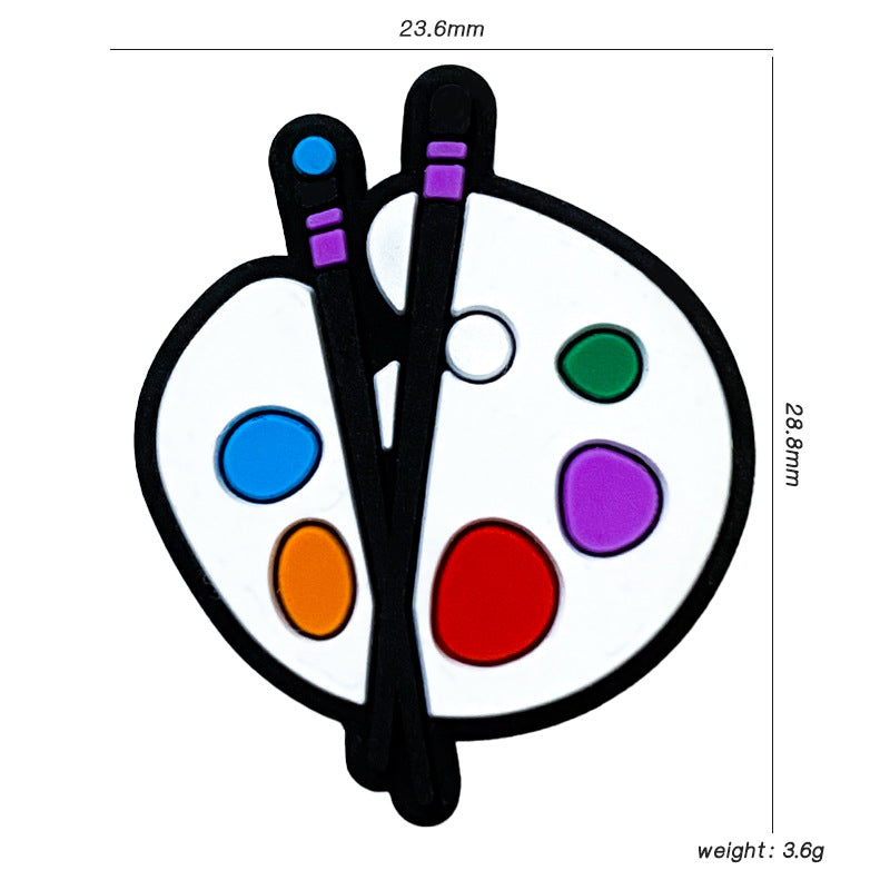 Silicone Focal Beads Drawing Board Paint Palette with Brushes 20pcs 2