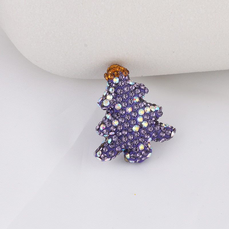 Polymer Clay Christmas Tree Rhinestone Beads 27mm Pre-Lit 2pcs 7