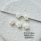 Flower Metal Beads 10mm Baking Painted Cherry Blossom 20pcs 15