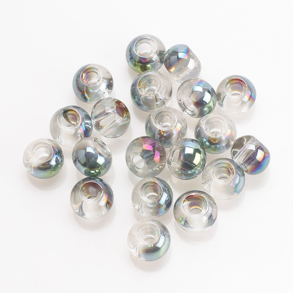 Electroplated Glass Beads 8 10mm Large Hole Rainbow Finish 50pcs 14