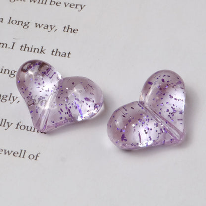 Transparent Glitter Powder Filled Heart Acrylic Beads 22mm 100pcs 7
