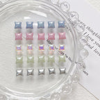 Lampwork Glass Beads Irregular Square 6mm Light Pastel Colors 10pcs 4
