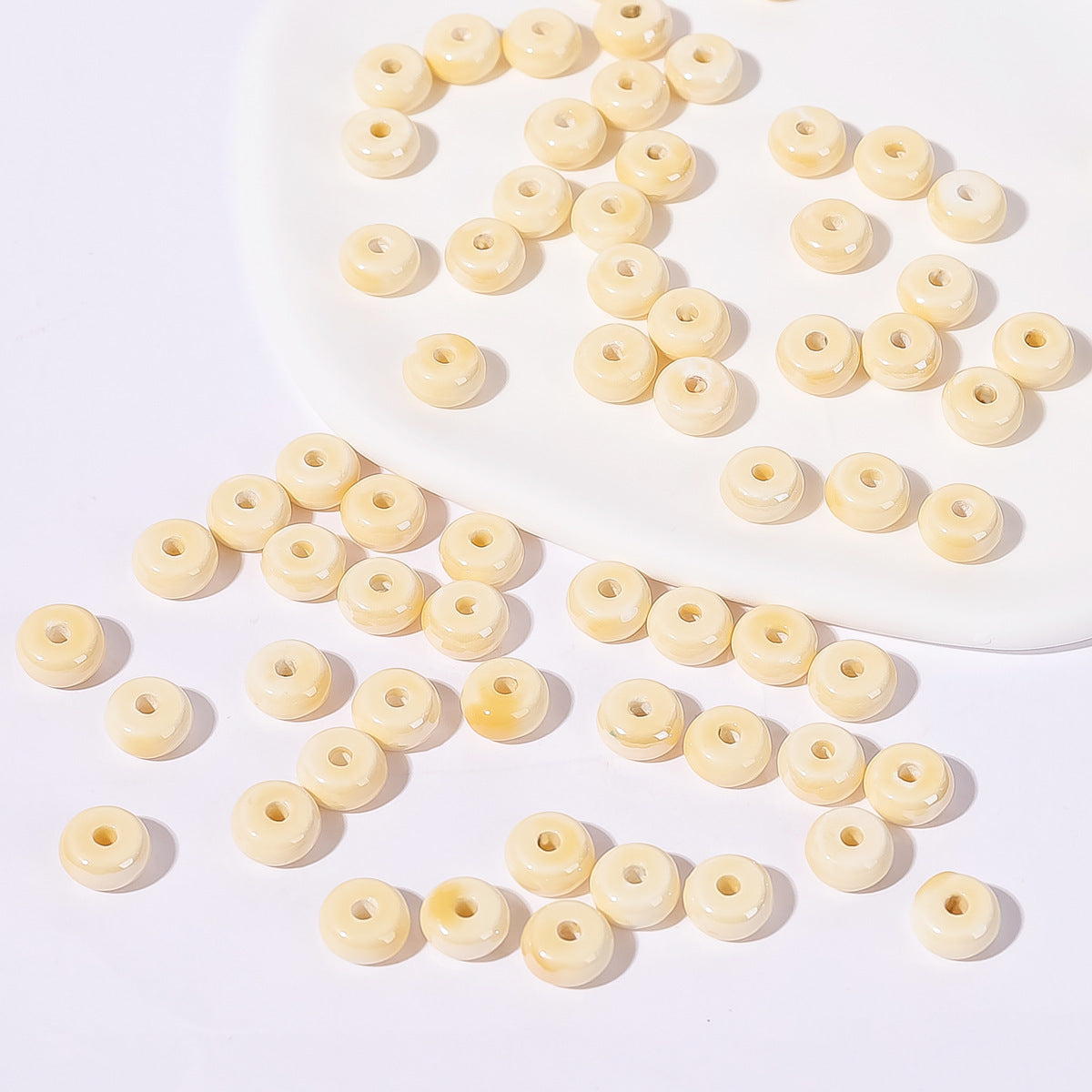 Ceramic Abacus Spacer Beads 5x9mm Creamy Colored 30pcs 11