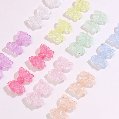 Transparent Bow Acrylic Beads 20x30mm Crackle Pastel 10pcs 4