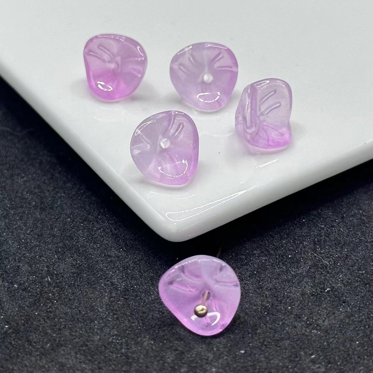 Czech Glass Beads Morning Flower Glory 9x12mm Translucent 100pcs 8