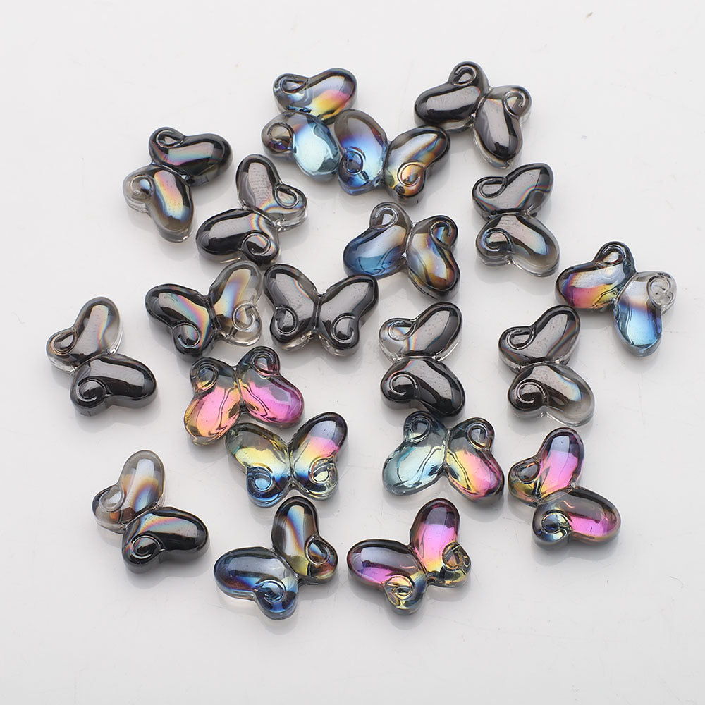 Butterfly Plated Transparent Glass Beads 10x14mm 20pcs 8