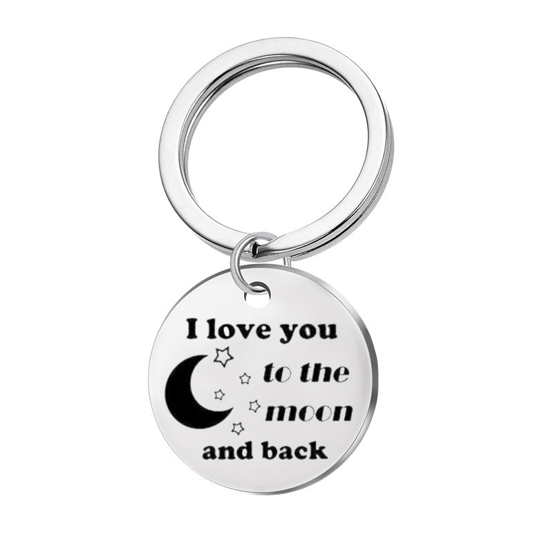 Stainless Steel Star Moon I Love You Inspirational Keychain 5