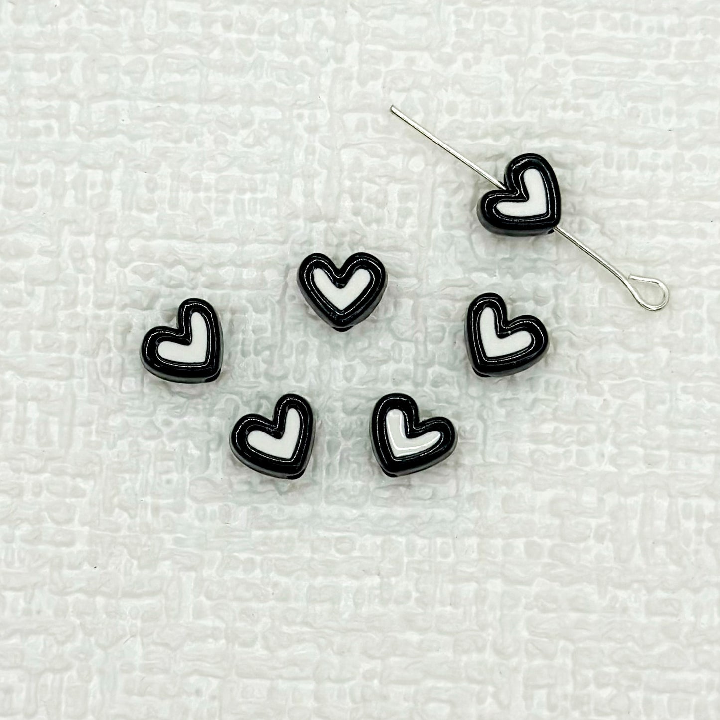 Heart Metal Beads 8mm Two-Tone Enamel Baked Finish 20pcs 19