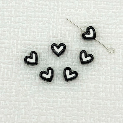 Heart Metal Beads 8mm Two-Tone Enamel Baked Finish 20pcs 19