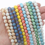 Frosted Round Glass Beads 8mm Soft Matte Pastel Colors 70pcs 3