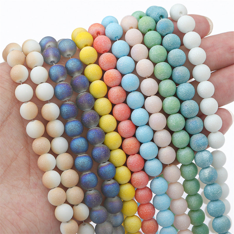 Frosted Round Glass Beads 8mm Soft Matte Pastel Colors 70pcs 3