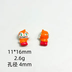 3D Cartoon Character Metal Beads Big Hole Hand Painted Alloy 10pcs 6