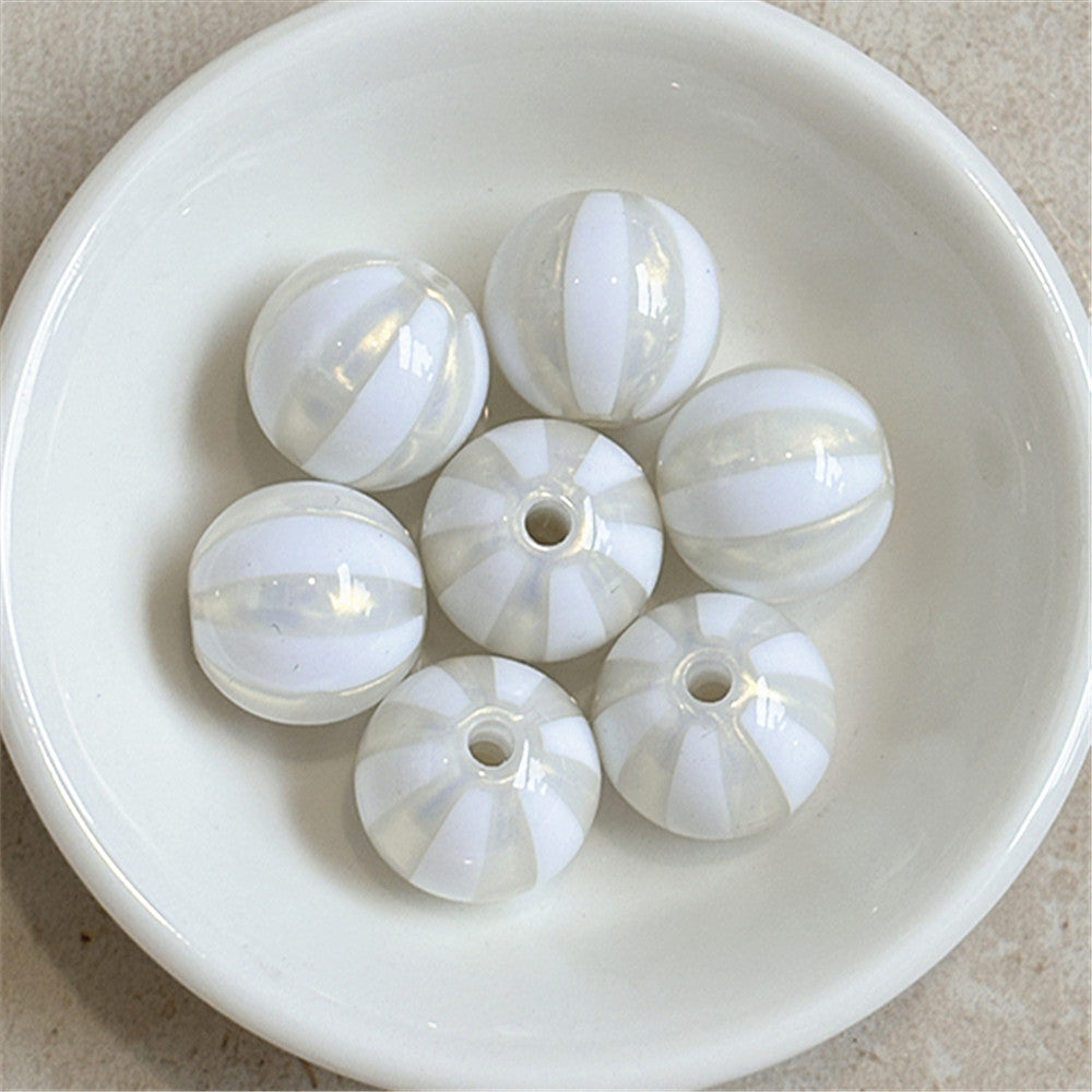 Shimmer Striped Acrylic Beads 16mm Colorful Glossy 100pcs 6