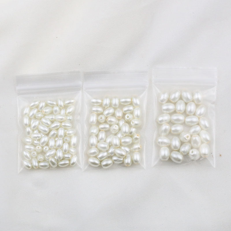 Oval Pearl Glass Beads 4x7mm 5x7mm 6x8mm Creamy Sheen Imitation 6