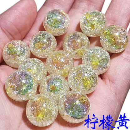 Colored Crackle Round Acrylic Beads 16mm Glossy Translucent 100pcs 10
