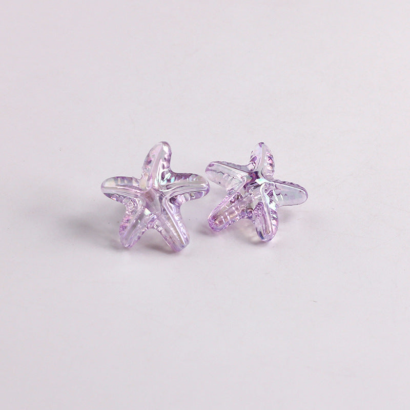 Plating Transparent Starfish Acrylic Beads 19mm Assorted Colors 100pcs 7