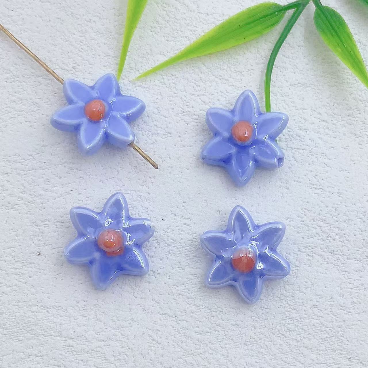 Camellia Ceramic Beads 17mm Glazed Multicolor Flower 10pcs 9