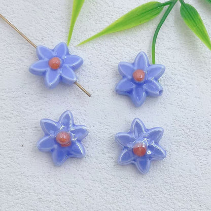 Camellia Ceramic Beads 17mm Glazed Multicolor Flower 10pcs 9