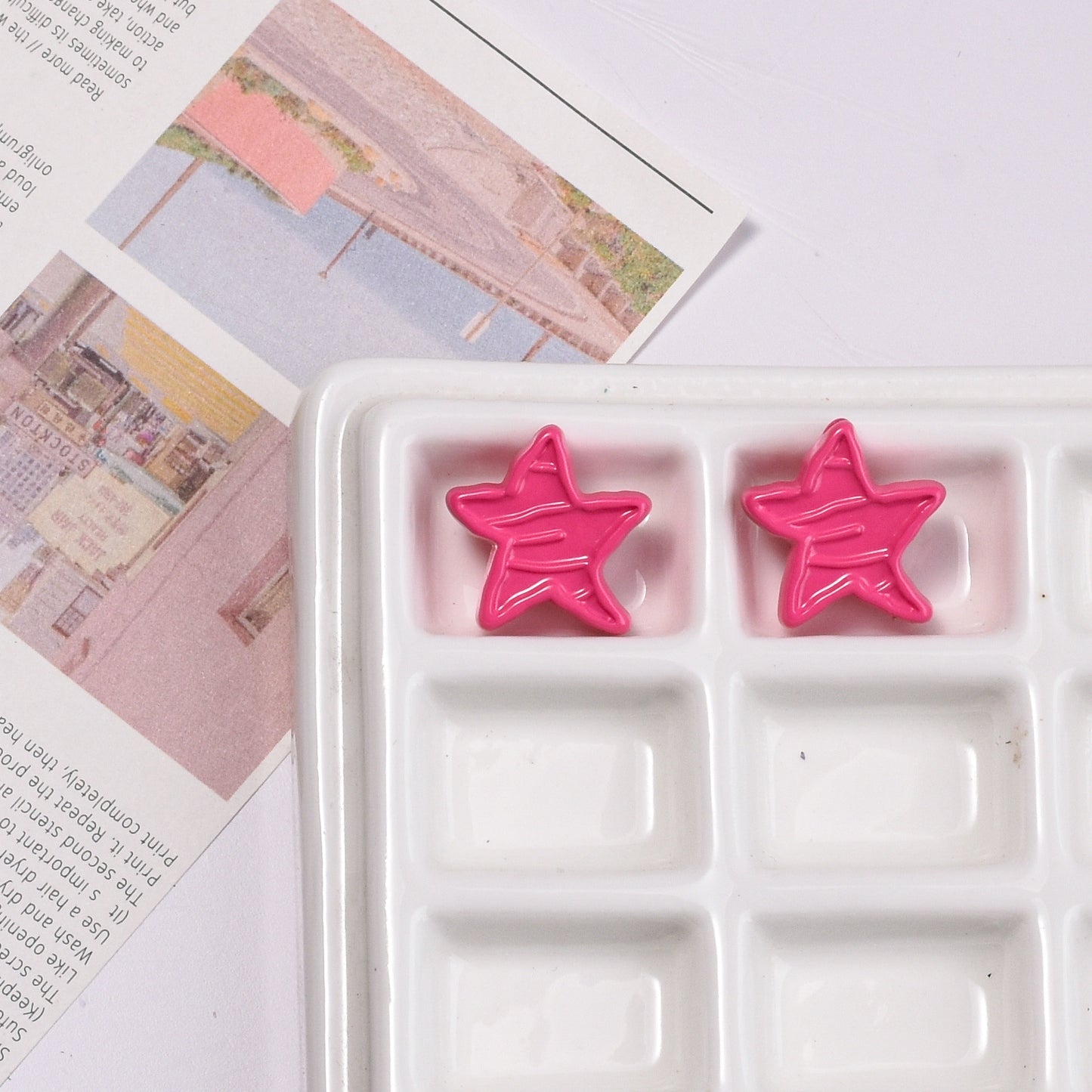 Colorful Recessed Star Acrylic Beads 17mm Mixed Colors 20pcs 10