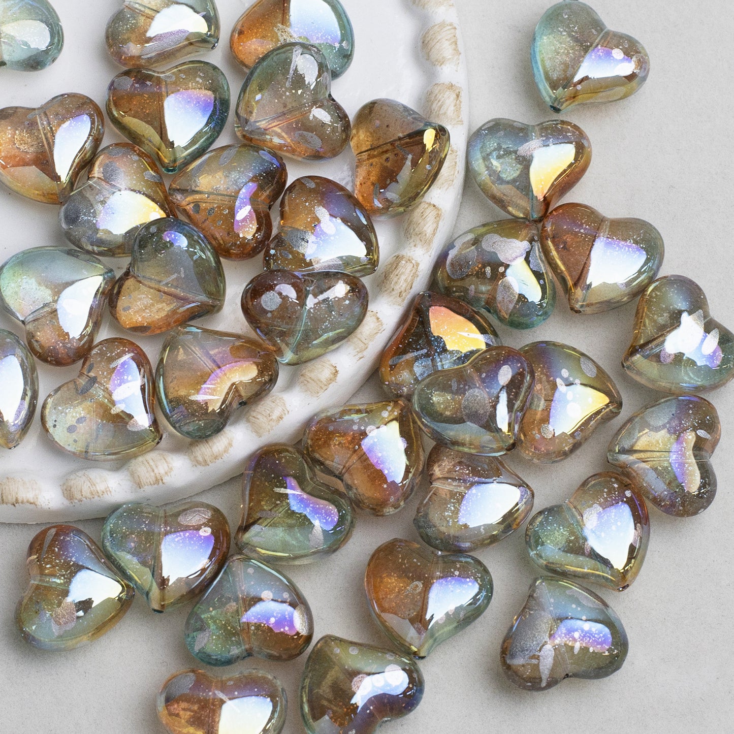 Clear Irregular Heart Acrylic Beads 14mm Glitter 10pcs 7