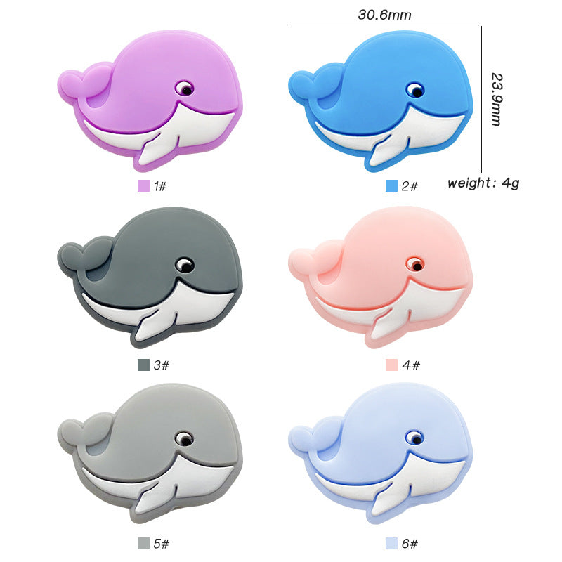 Silicone Focal Beads Whale Side Profile 20pcs