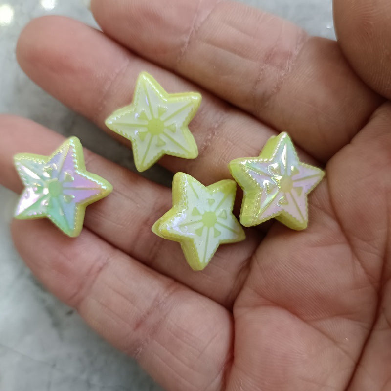 Plating Star Acrylic Beads 19mm UV Enamel Shine 100pcs 7