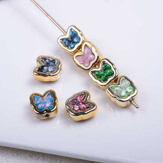 Opal Embedded Butterfly Moon Acrylic Beads 11-15mm Mixed Shapes 50pcs