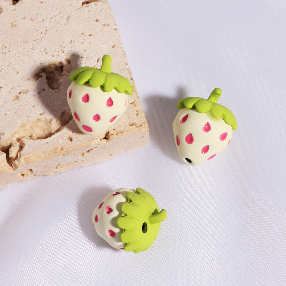 3D Fruit Enamel Metal Beads 15mm Hand Painted 10pcs 7