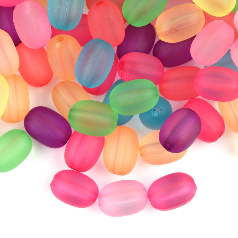 Frosted Oval Acrylic Beads 10mm Vibrant Rainbow Colors 200pcs 3