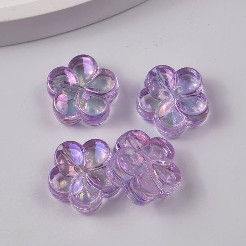 Transparent Flower Acrylic Beads 17mm Flat Plum Blossom 50pcs 6