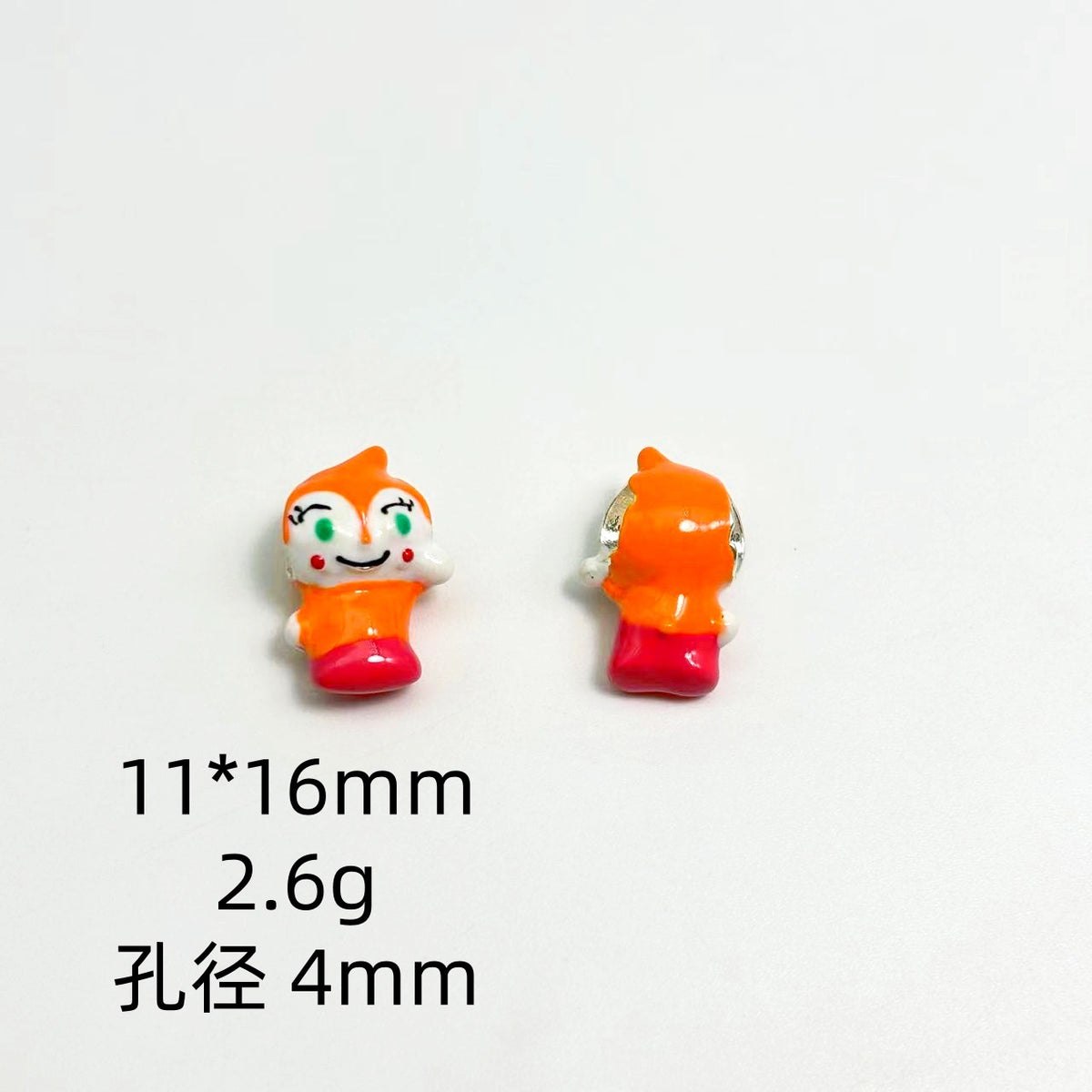 3D Cartoon Character Metal Beads Big Hole Hand Painted Alloy 10pcs 2