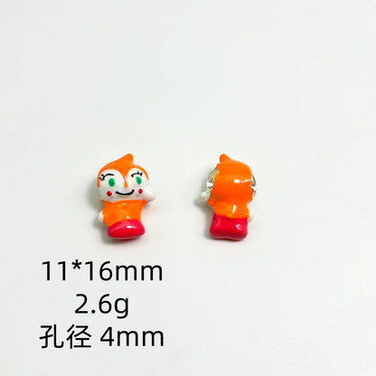 3D Cartoon Character Metal Beads Big Hole Hand Painted Alloy 10pcs 2