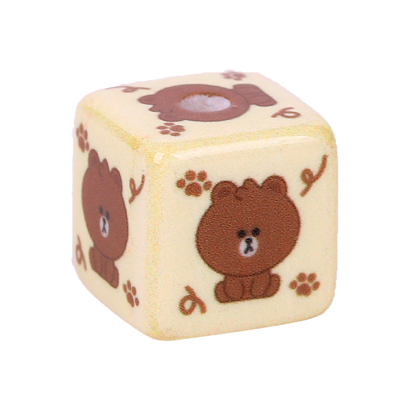 Printed Square Acrylic Beads 15mm Brown Bear Series 10pcs 4
