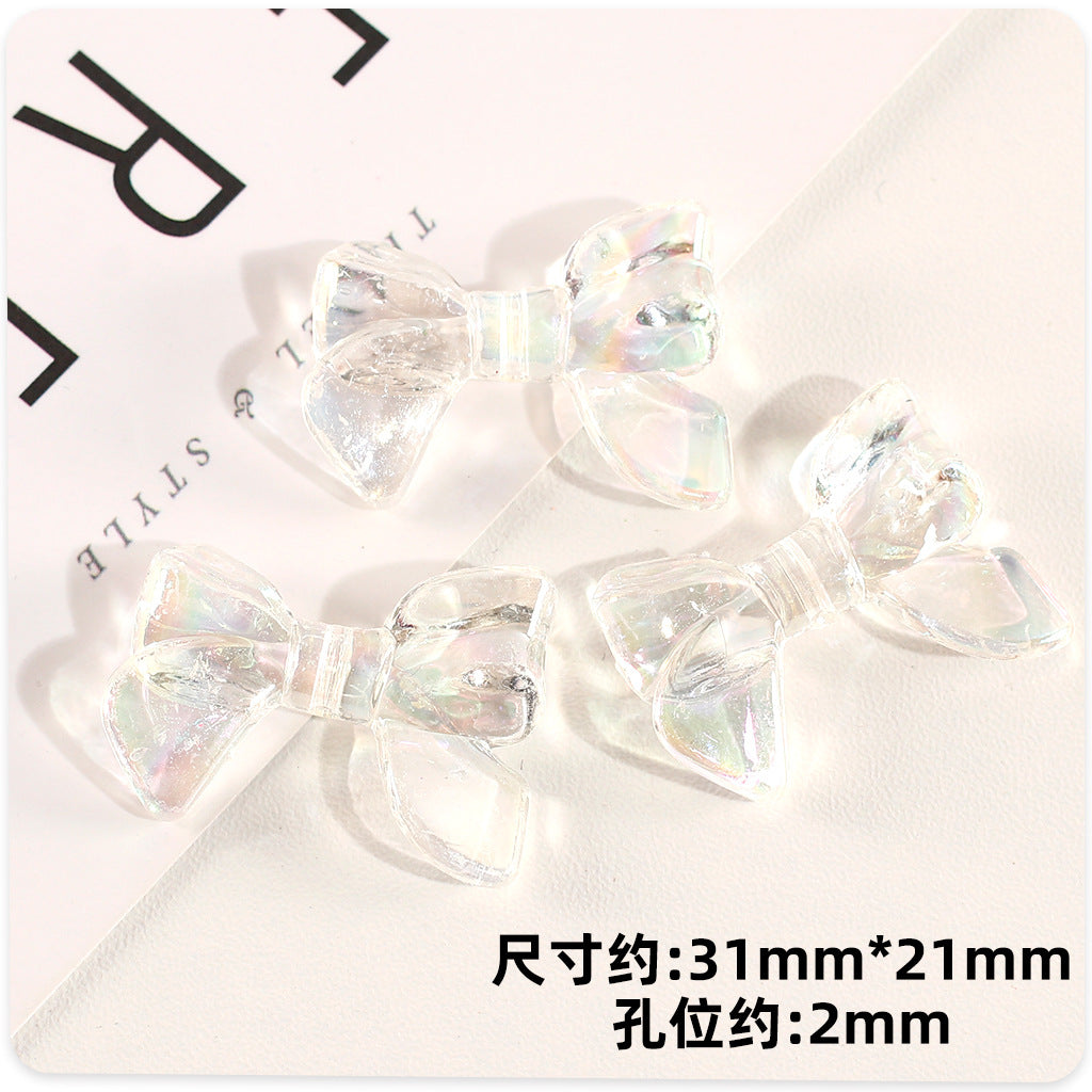 Transparent Bow Acrylic Beads 31mm AB Colored Plating 1pc 7