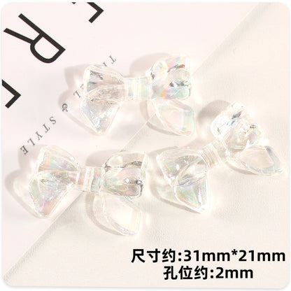 Transparent Bow Acrylic Beads 31mm AB Colored Plating 1pc 7