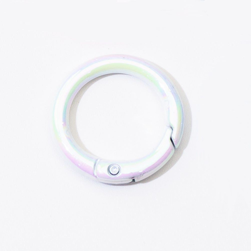 Alloy Iridescent Plating Spring Key Rings 20mm and 25mm 10pcs 7