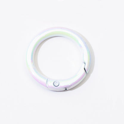 Alloy Iridescent Plating Spring Key Rings 20mm and 25mm 10pcs 7