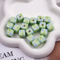 Vintage Spring Floral Plaid Square Acrylic Beads 13mm 50pcs 13