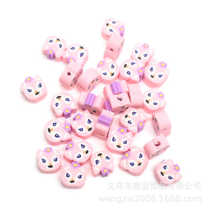 Animal Character Flat Clay Beads 10mm Colorful Mixed 1000pcs 11