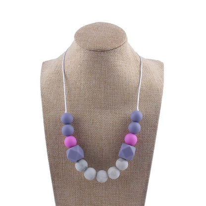 Silicone Beaded Keychain Necklace Matte Marble Hexagon Beads 9