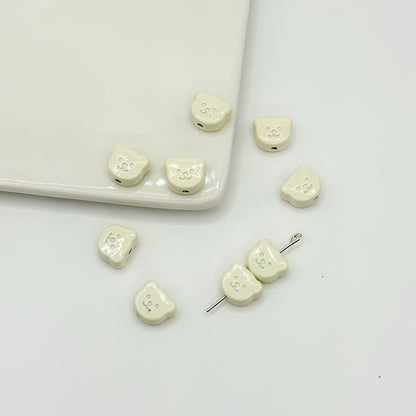 Teddy Bear Metal Beads 10mm Glossy Painted Alloy 10pcs 10